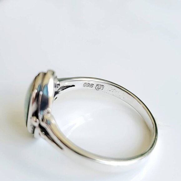 Sterling Silver Opal Ring, Women's Ring, Minimalist Ring, Oval Stone,925 Stamped - Picture 3 of 9